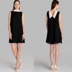 Ted Baker Belloh reversible Black chiffon sheath blush collar pink gold zipper